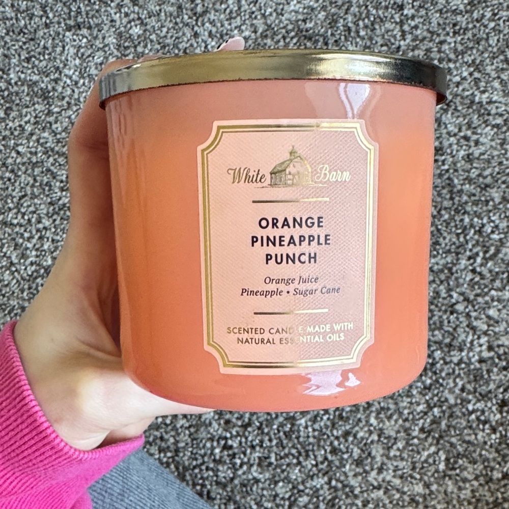 White Barn Orange Pineapple Punch Candle - Coral Pink Finish